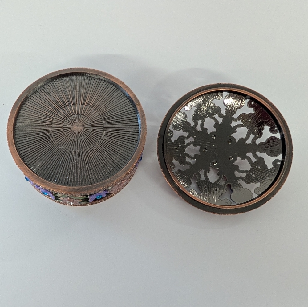 Ornate Mini Jewelry Box Or Ring Holder with Colorful Gemstones. - Picture 3 of 3